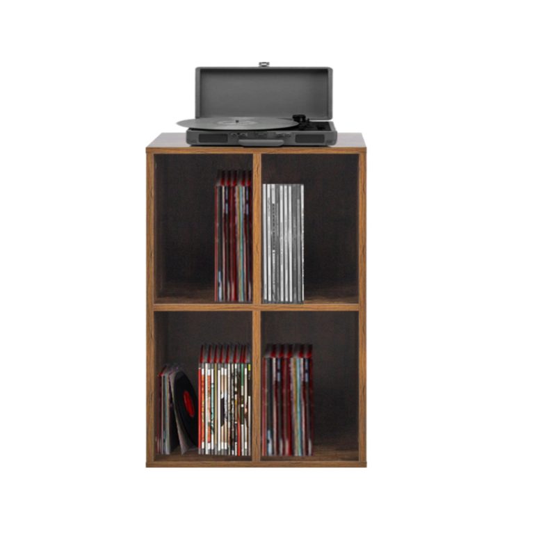 VDD Vinyl Opbergkast - Kast met 4 Vakken - 74,5 x 44,5 x 37 cm - Bruin