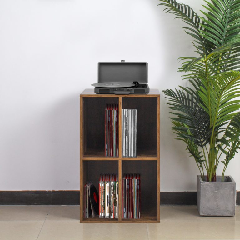 VDD Vinyl Opbergkast - Kast met 4 Vakken - 74,5 x 44,5 x 37 cm - Bruin - alternatieve afbeelding