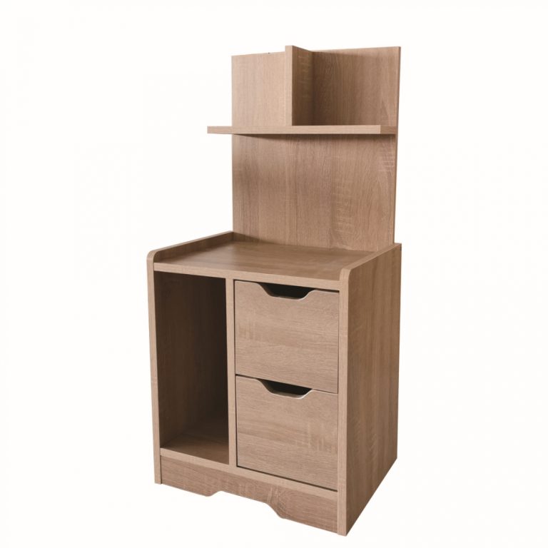 Nachtkastje wandkastje 84 cm hoog lichtbruin - alternatieve afbeelding