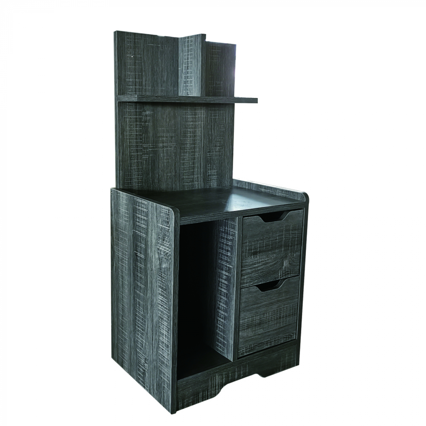 Nachtkastje wandkastje 84 cm hoog bruin grijskleurig - alternatieve afbeelding