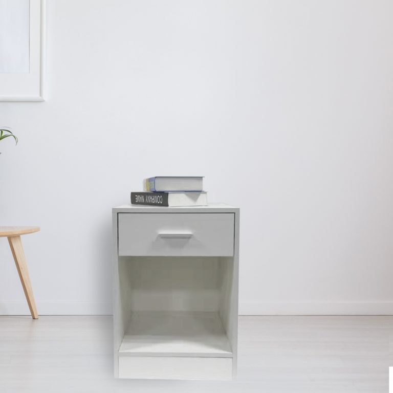 Nachtkastje halkastje met lade open opbergvak 60 cm hoog wit - alternatieve afbeelding