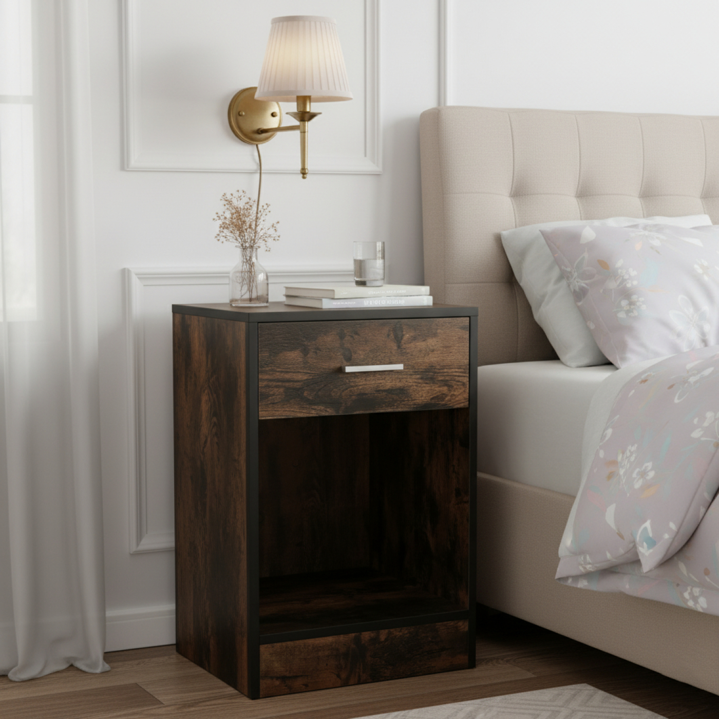 VDD - Nachtkastje - Nachtkastje bruin - Nachtkastje hout - Nachtkastje modern - alternatieve afbeelding