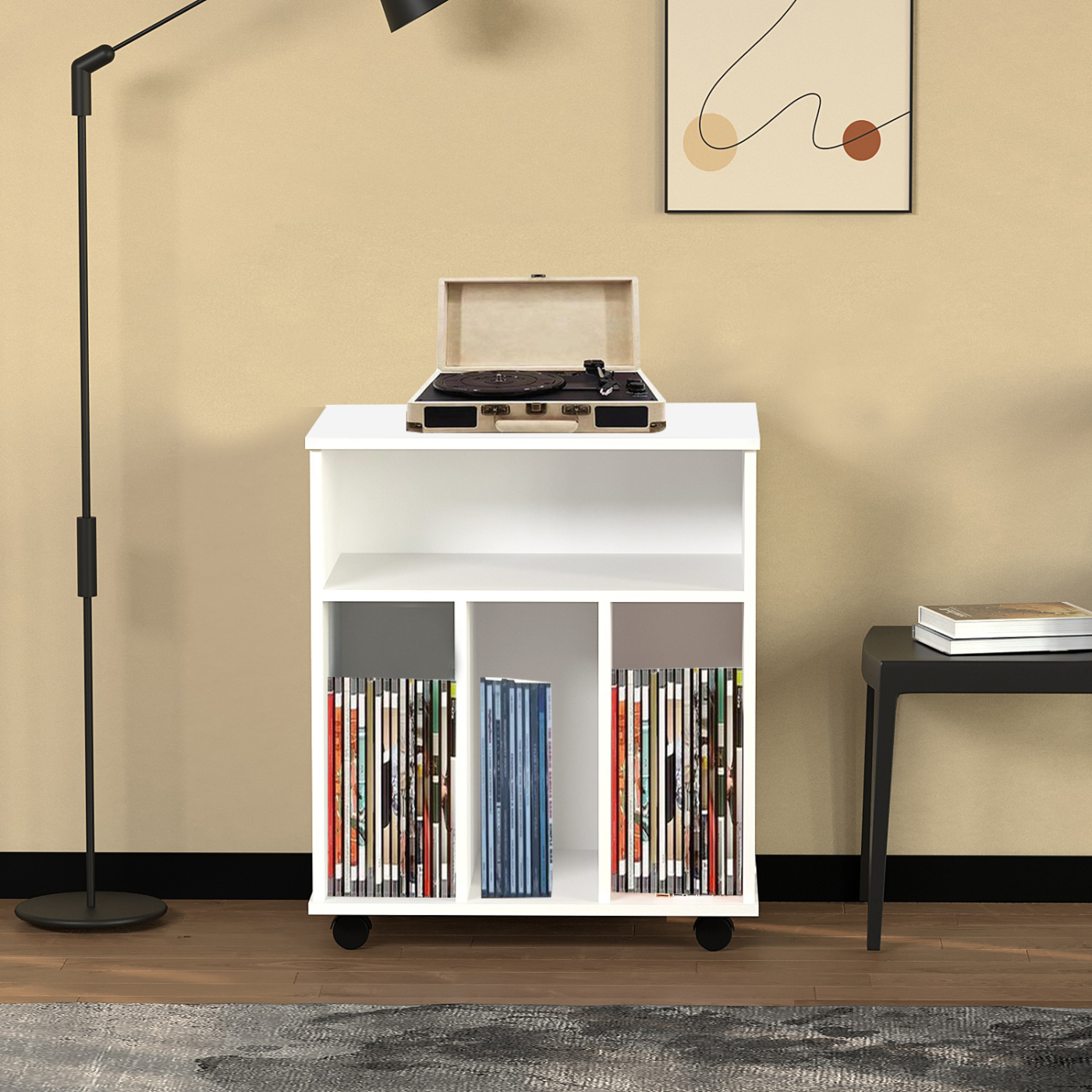 Lp vinyl opbergkast - boekenkast - opbergen tijdschriften boeken platen - wit - alternatieve afbeelding