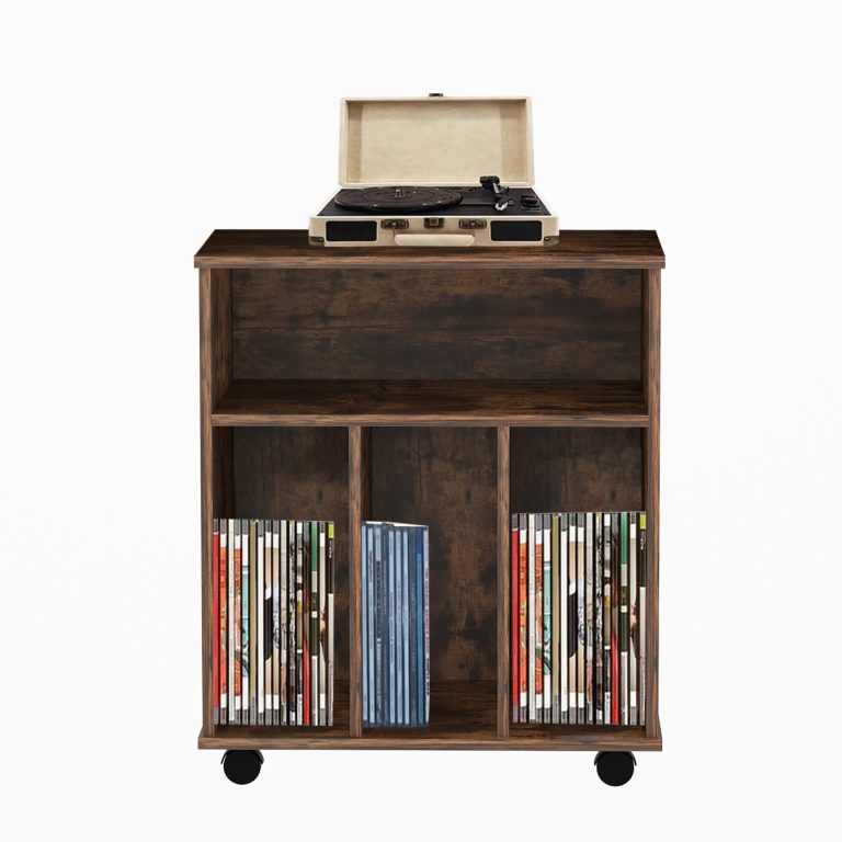 VDD Vinyl Opbergkast - 4 Vakken - Verrijdbaar - 70 x 60 x 40 cm - Bruin