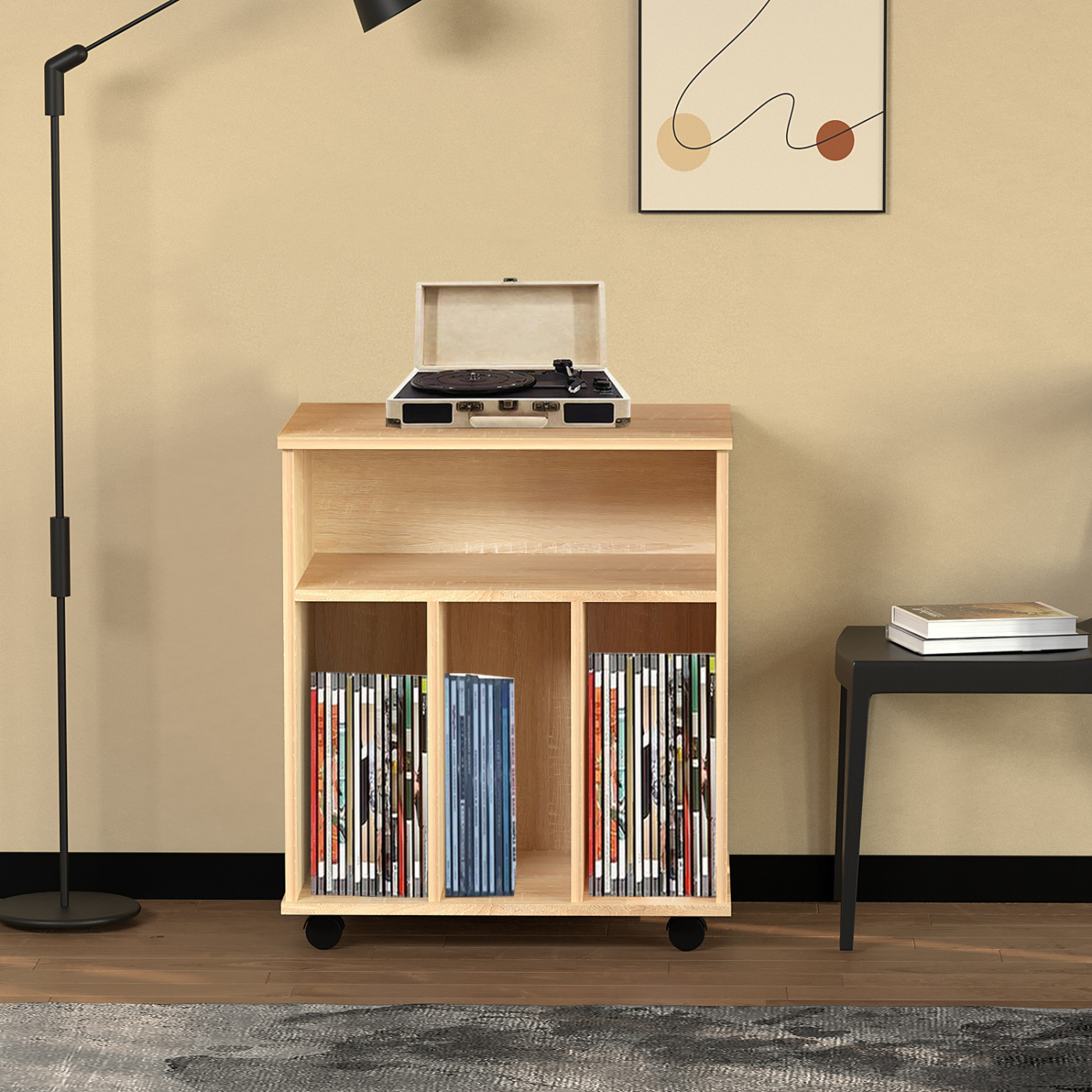 Lp platenl opbergkast - boekenkast - opbergen tijdschriften boeken platen - bruin - alternatieve afbeelding