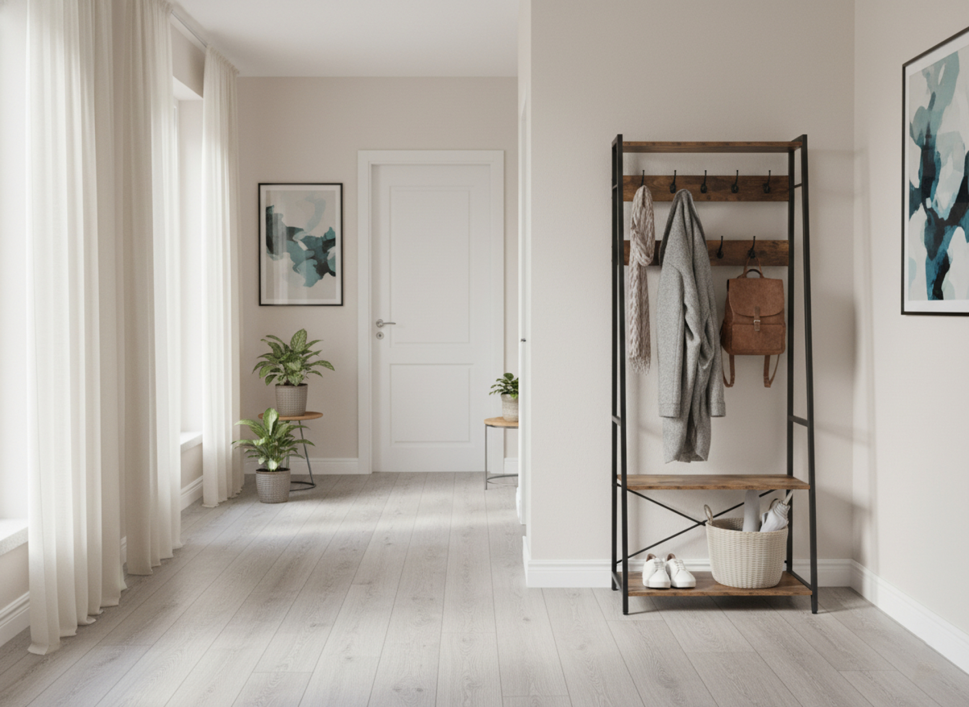 Industriële Kapstok met Bankje en Schoenenplank - Stoer en Stijlvol! - Meubel-Plein Industriële Kapstok met Bankje en Schoenenplank - Stoer en Stijlvol! - Meubel-Plein