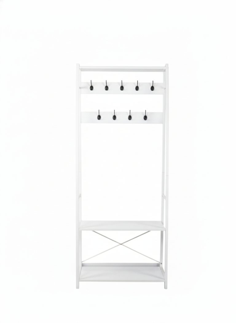 VDD Elegante Witte Kapstok met Bankje en Schoenenplank - Ruimtebesparend - Stijlvol - Halmeubel - Inclusief Schoenenrek