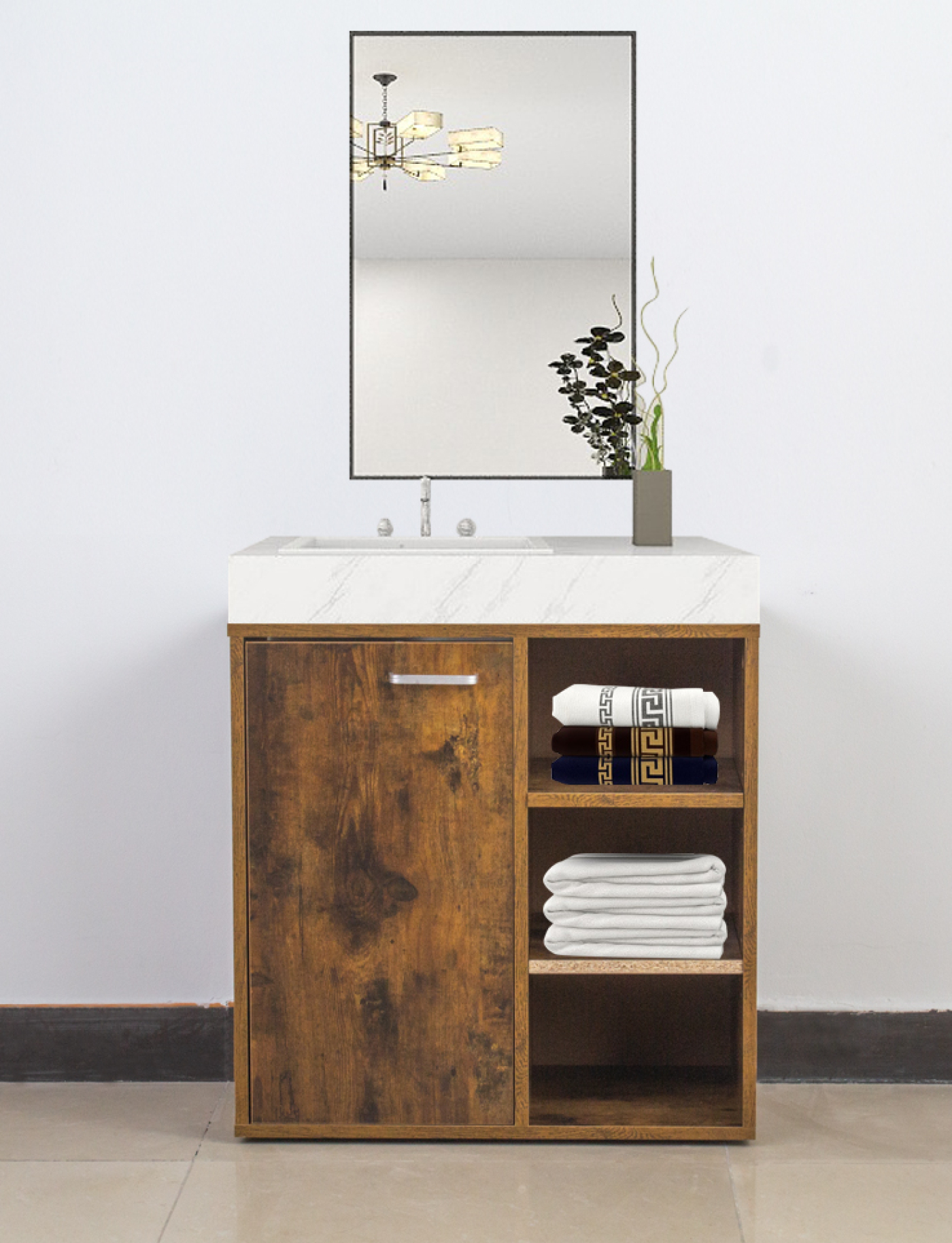 Wastafelonderkast - badkamermeubel - walnoot bruin kleurig - alternatieve afbeelding