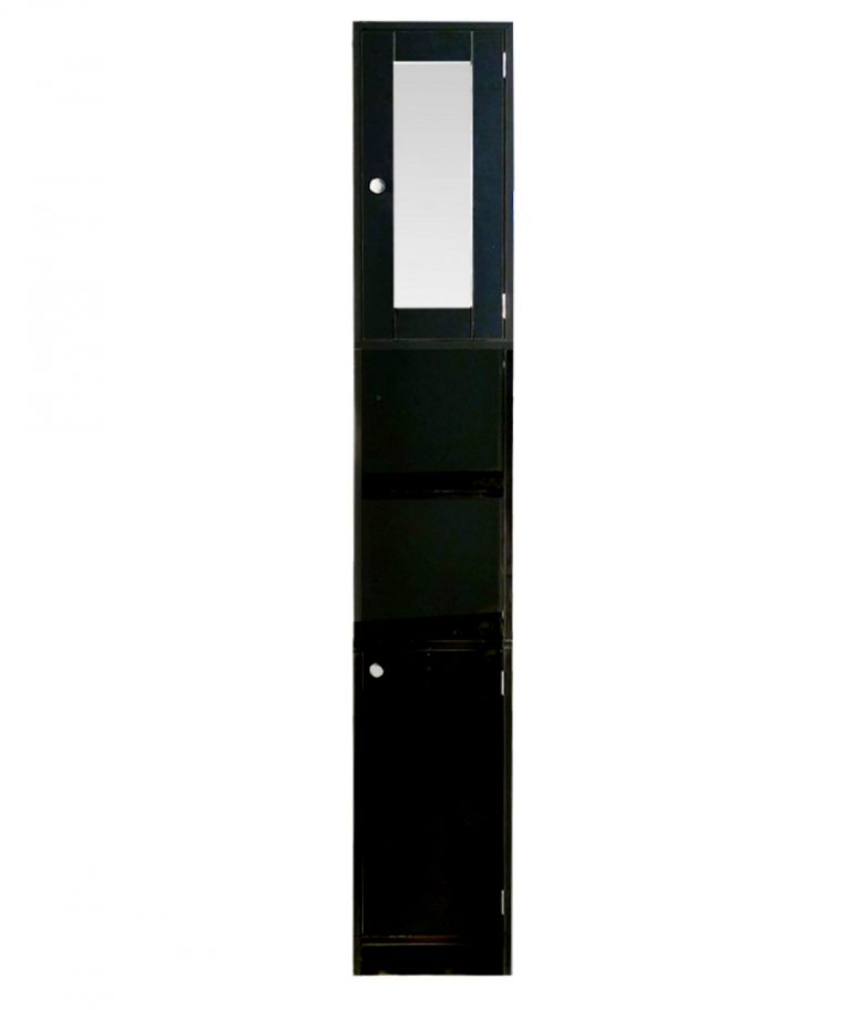 VDD Badkamerkast - Kolomkast Badkamer - Met Spiegel - Slaapkamer of Hal - 180 cm Hoog - Zwart