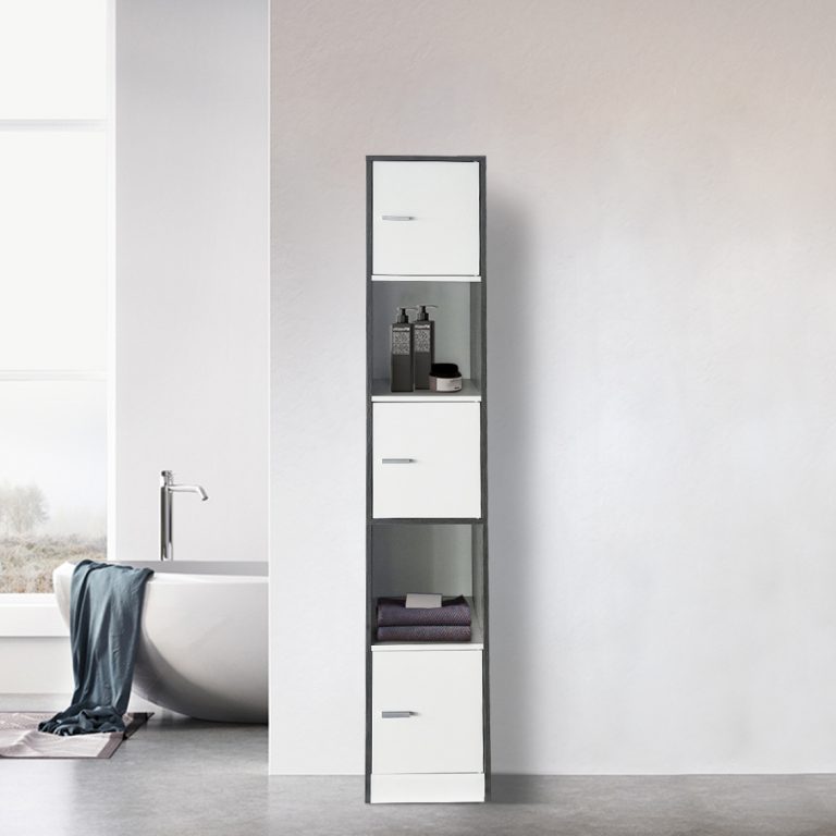 Kolomkast badkamer - opbergkast badkamer slaapkamer of hal - 180 cm hoog - grijskleurig - alternatieve afbeelding