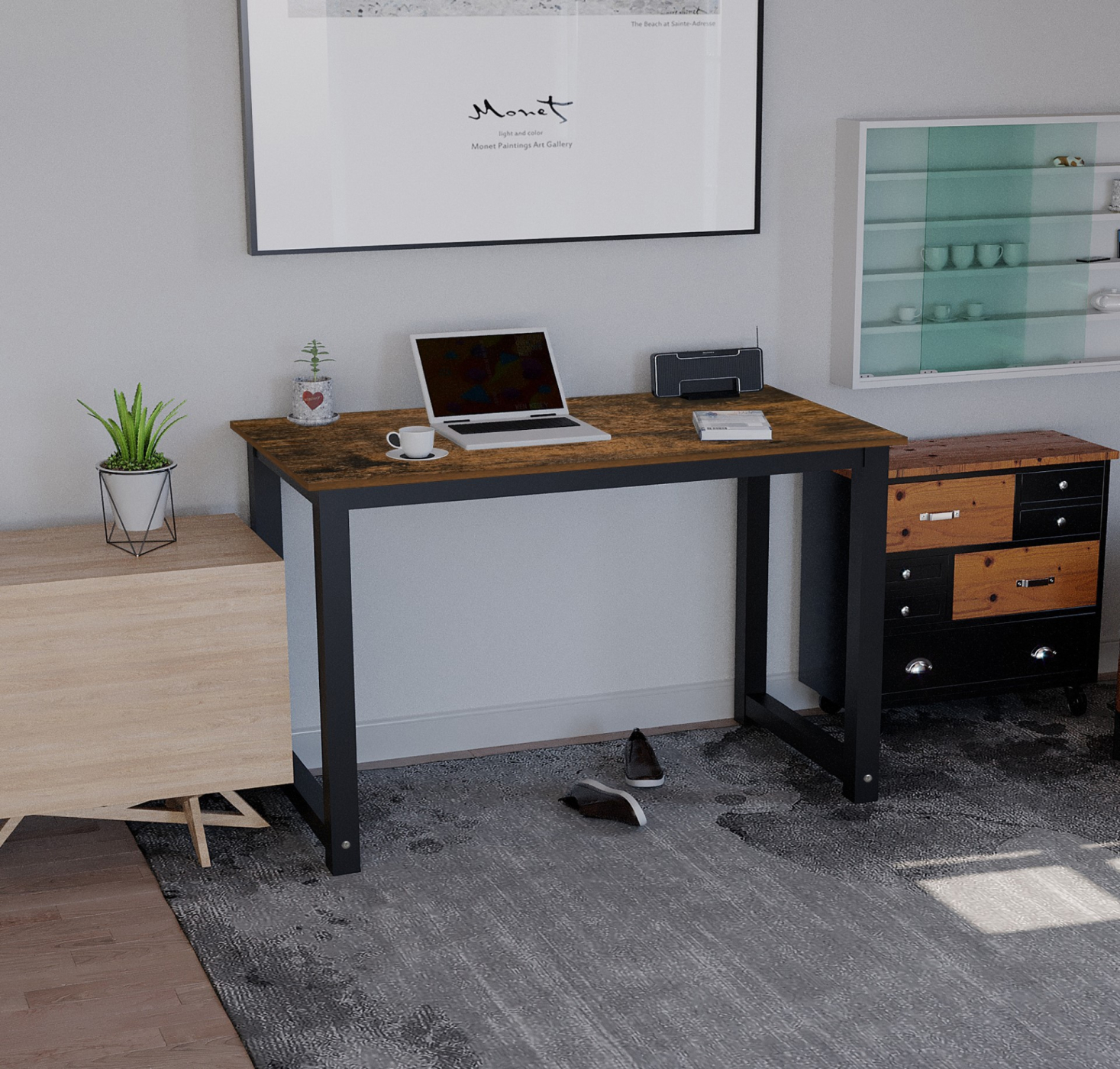VDD - Bureau - computertafel - keukentafel - metaal hout - 120 cm x 60 cm - zwart - Meubel-Plein VDD - Bureau - computertafel - keukentafel - metaal hout - 120 cm x 60 cm - zwart - Meubel-Plein