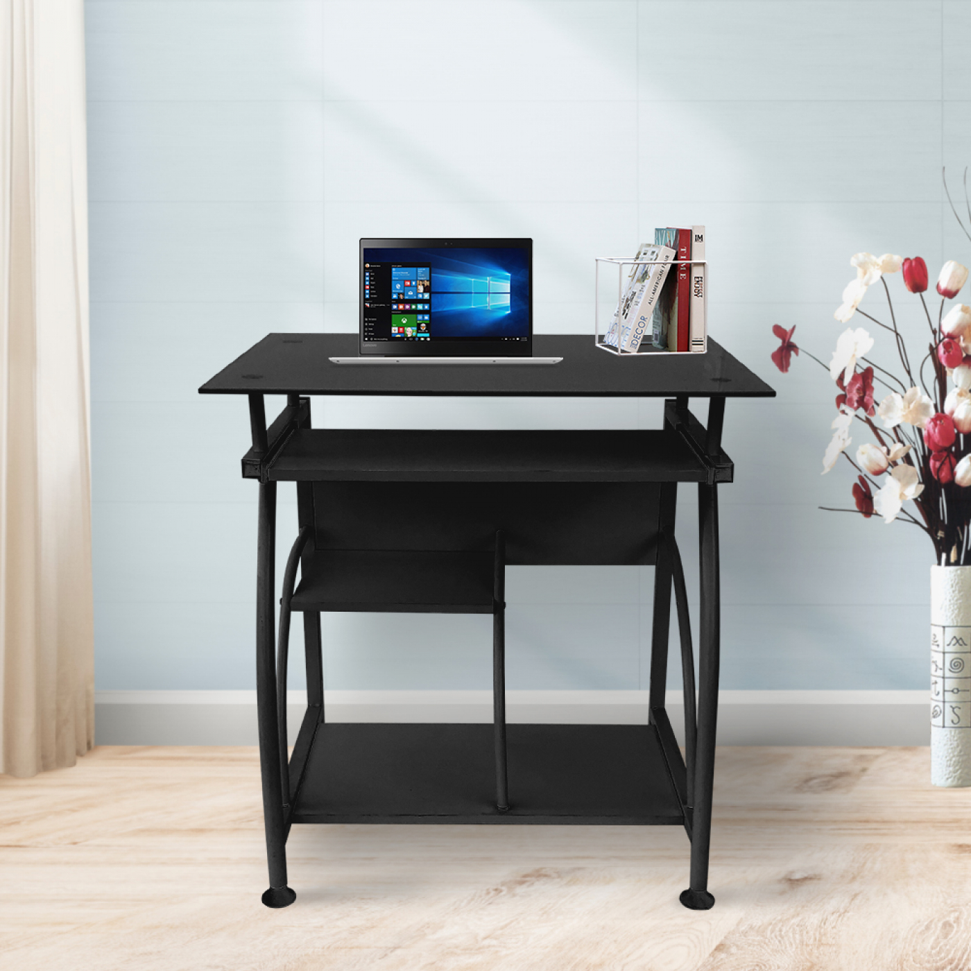 Bureau laptop computertafel - ruimtebesparend - 70 cm x 50 cm - zwart - alternatieve afbeelding