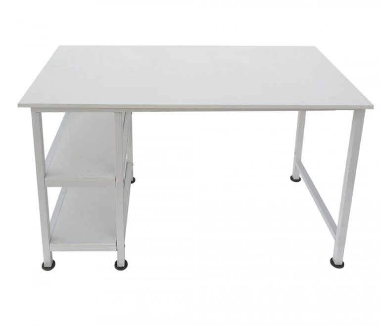 VDD Office Bureau met Twee Opbergplanken - Wit Tafelblad/Wit Frame