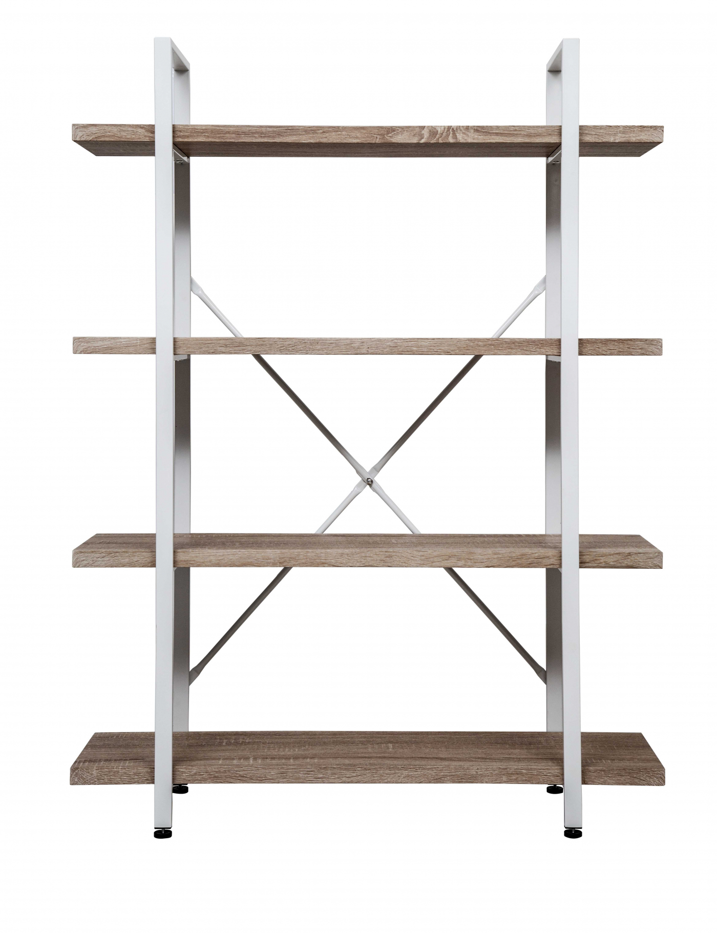 Wandkast Stoer metaal hout industrieel design open boekenkast 140 cm hoog wit