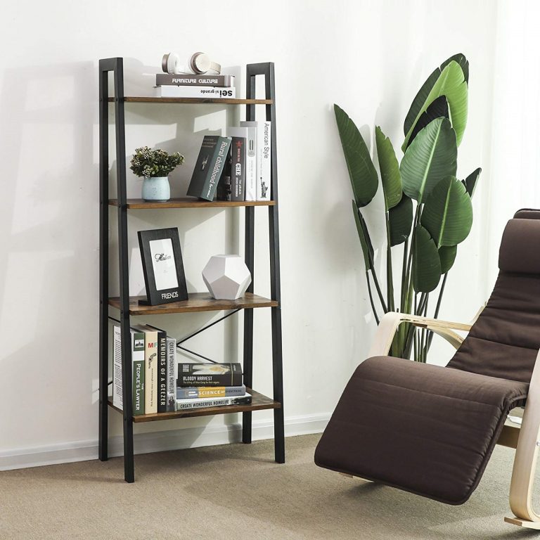 Wandkast Stoer metaal hout industrieel design open boekenkast 137 cm hoog zwart - alternatieve afbeelding