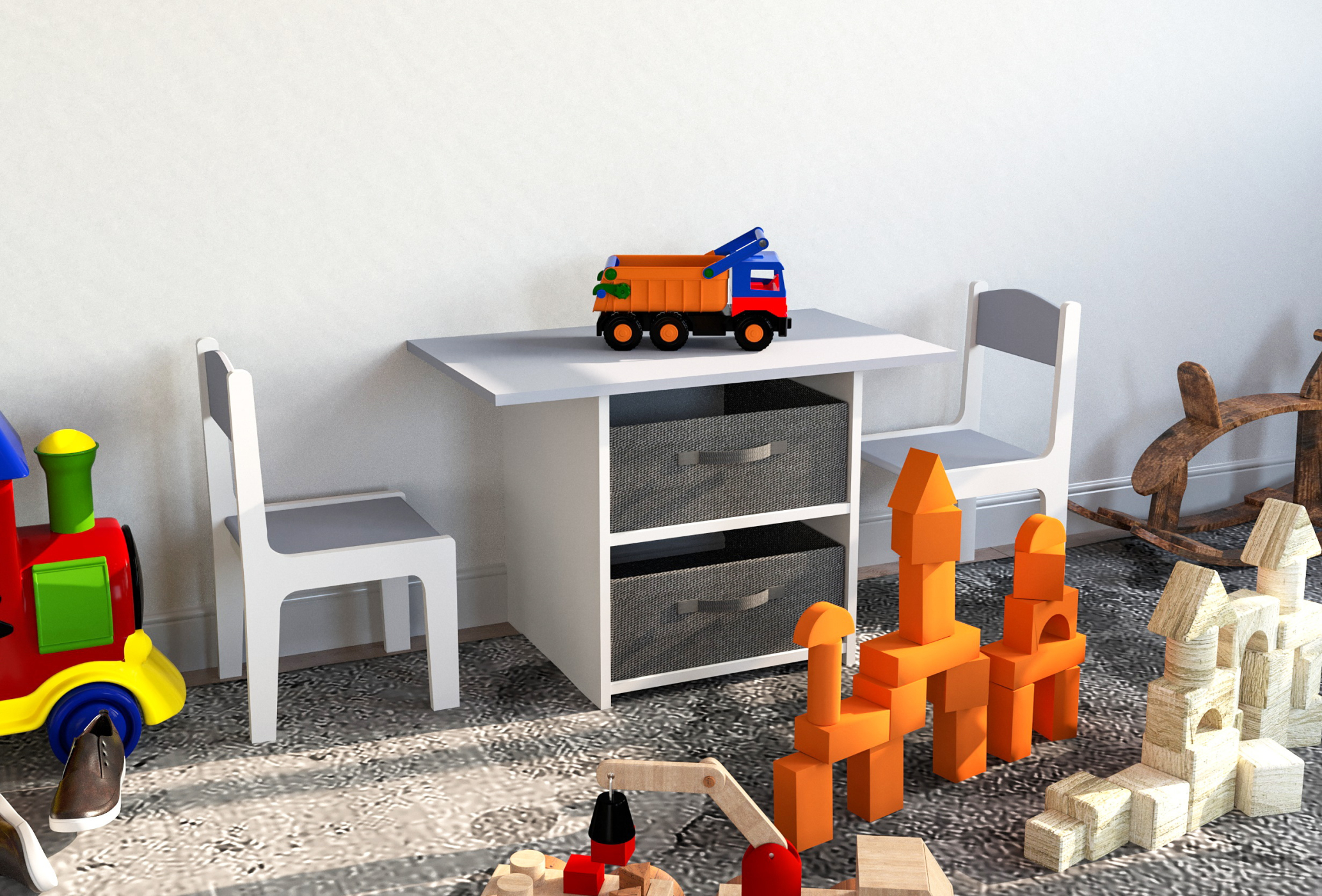 VDD Kindertafel met Stoeltjes en Opbergruimte - Bouwtafel - Speeltafel Kinderen - Multifunctioneel - alternatieve afbeelding