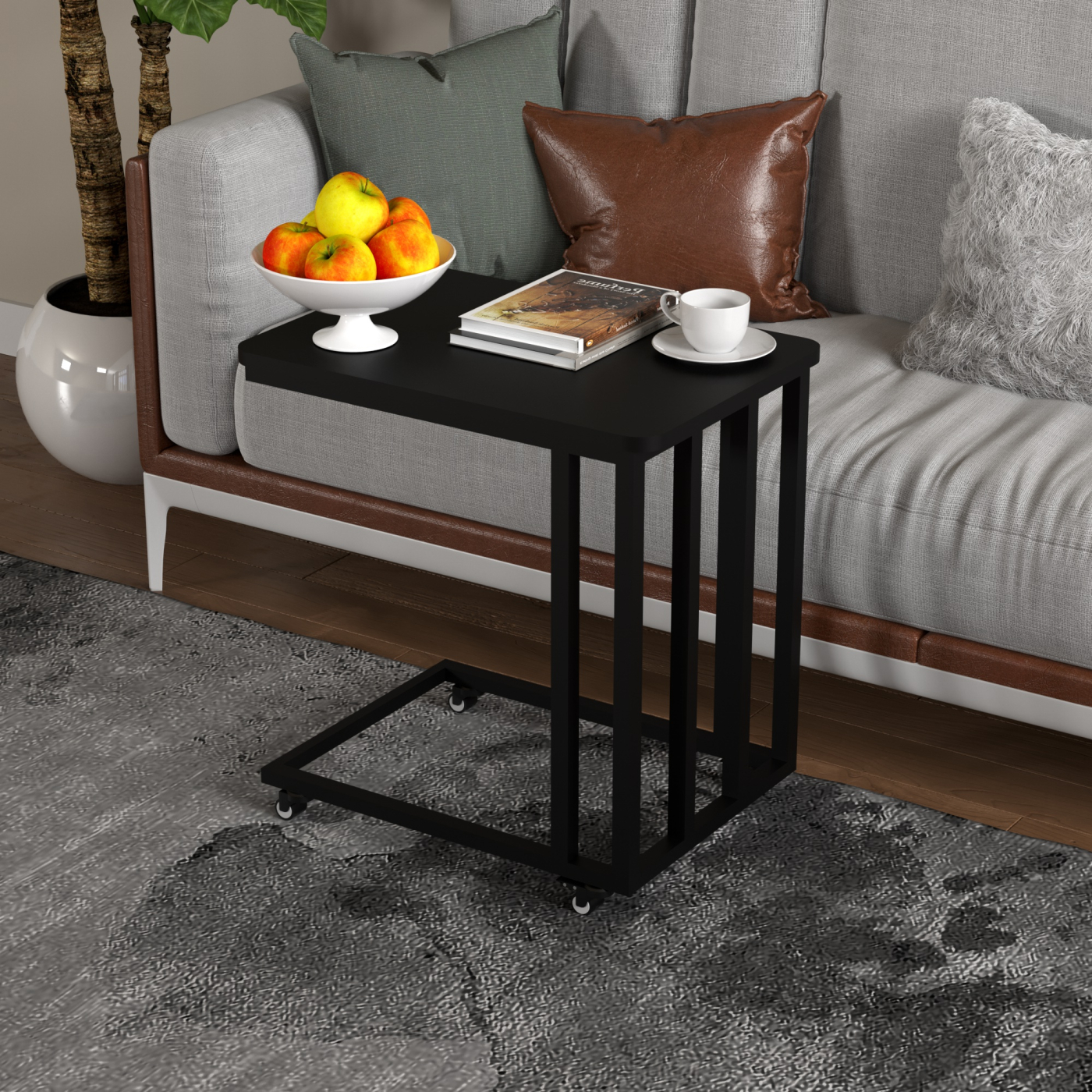 VDD - bijzettafel - verrijdbaar - op wielen - zwart - hout - alternatieve afbeelding