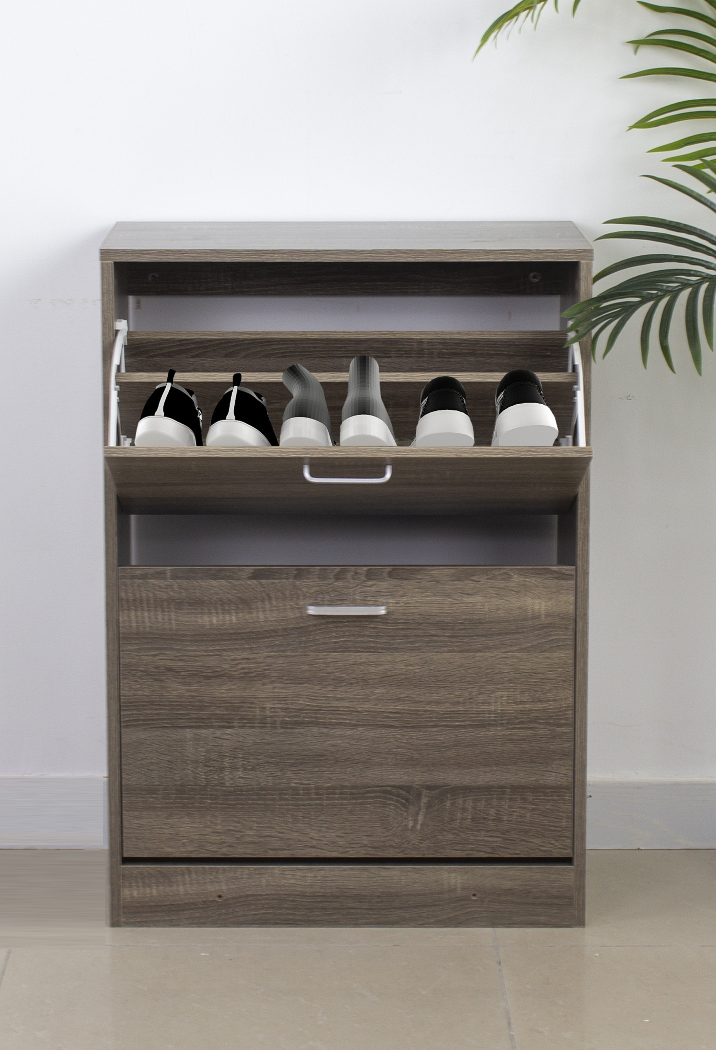 Schoenenkast - schoenenrek - 2 vakken - donkerbruin - alternatieve afbeelding