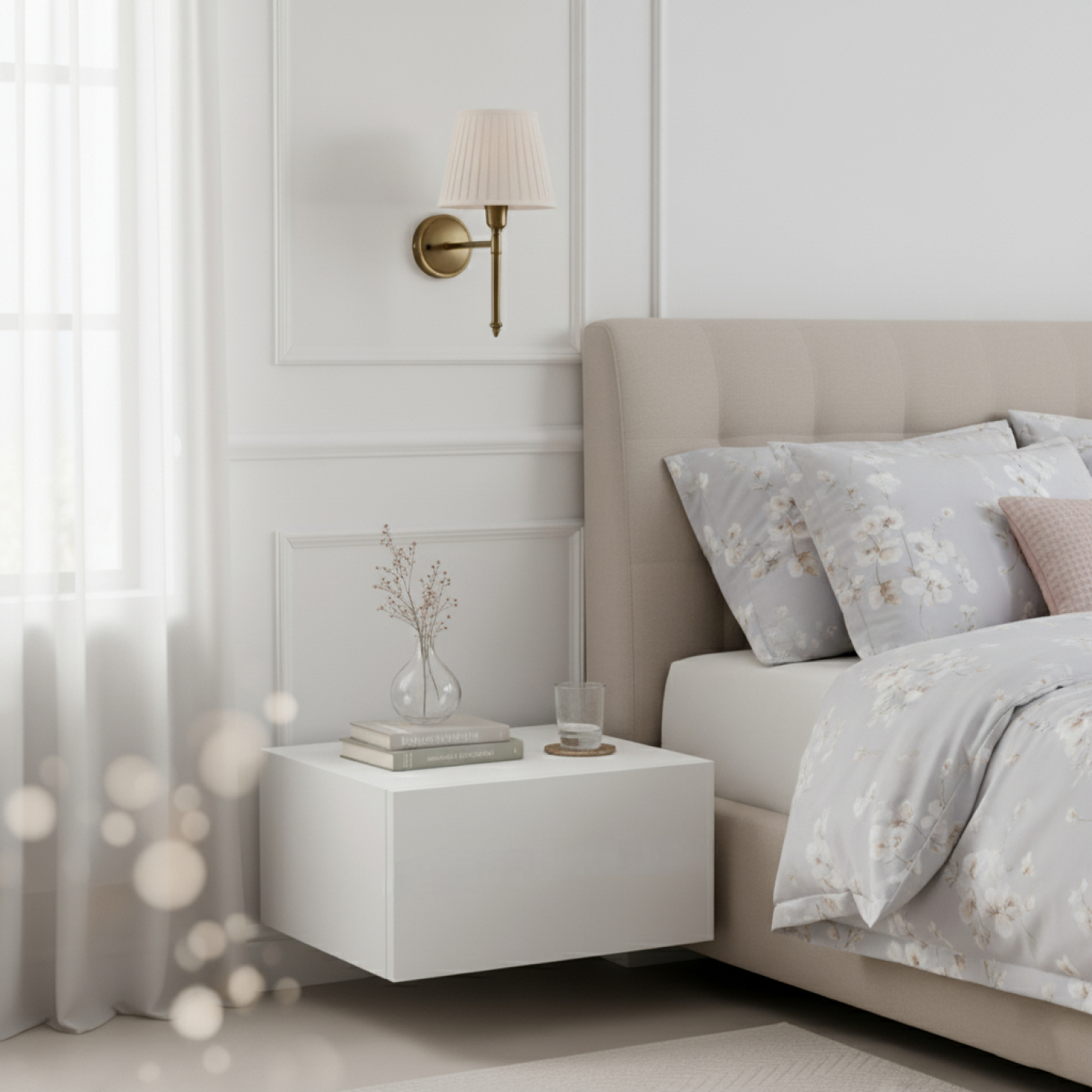 VDD - Nachtkastje - Nachtkastje wit - Nachtkastje zwevend - Nachtkastje hout - Nachtkastje modern - alternatieve afbeelding