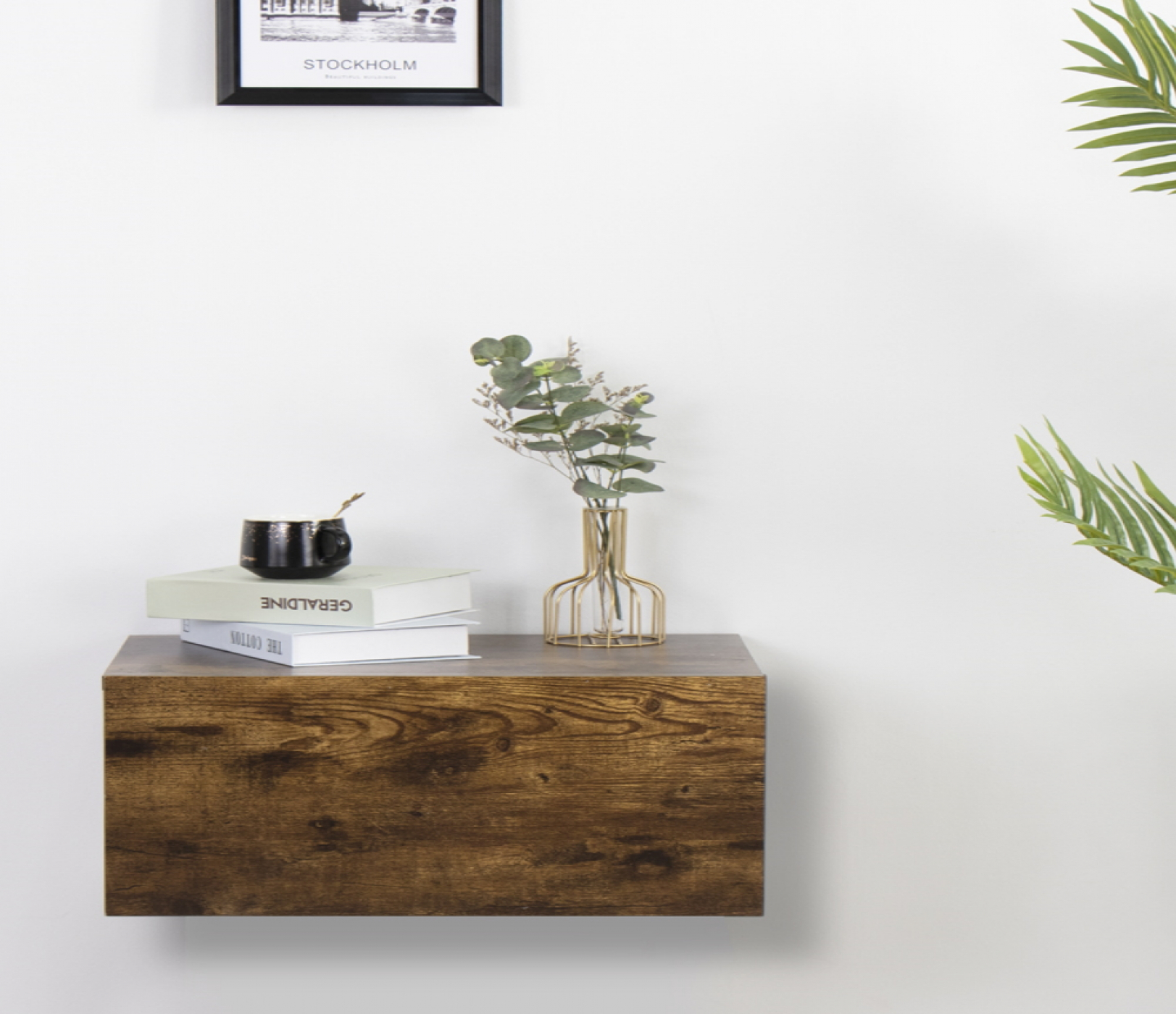 Zwevend nachtkastje - hangend halkastje - met lade - 50 cm breed - alternatieve afbeelding