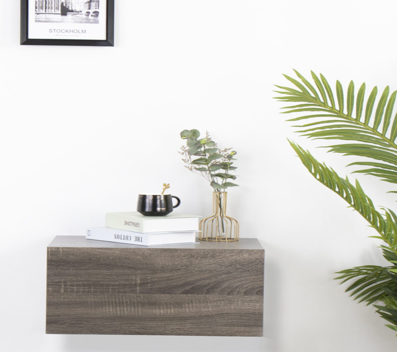 Zwevend nachtkasje - hangend halkastje - met lade - 50 cm breed - alternatieve afbeelding