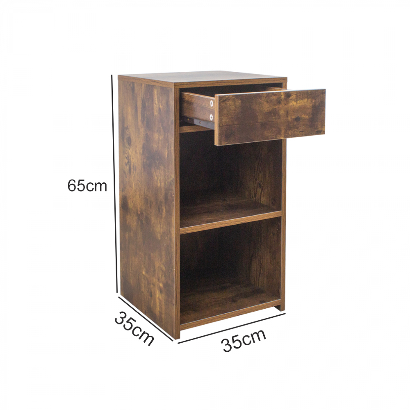 Nachtkastje - halkastje - 65 cm hoog - vintage bruin walnoot kleurig - Meubel-Plein Nachtkastje - halkastje - 65 cm hoog - vintage bruin walnoot kleurig - Meubel-Plein