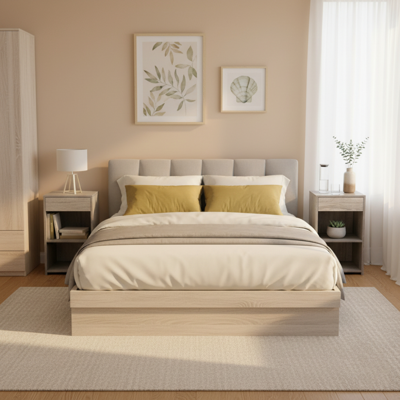 VDD - Nachtkastje - Nachtkastje set van 2 - Nachtkastjes - Nachtkastje grijs - Nachtkastje hout - Nachtkastjes grijs - alternatieve afbeelding