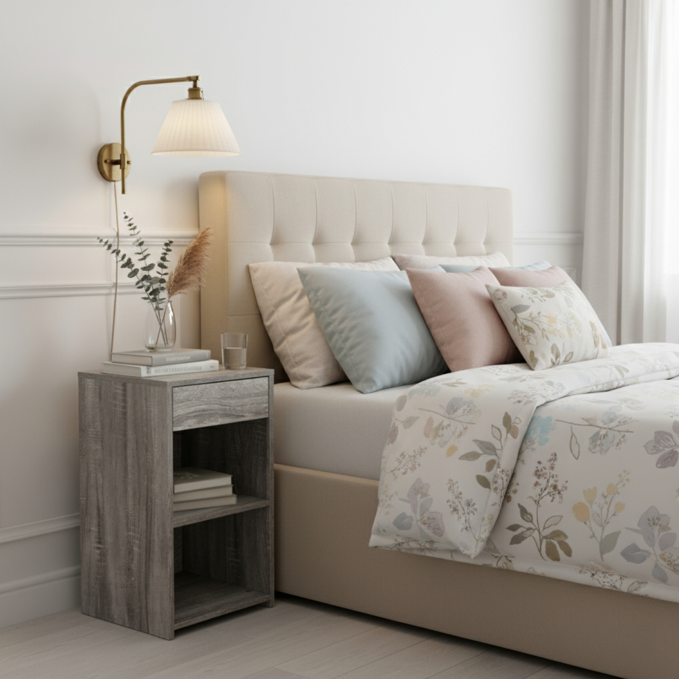 VDD - Nachtkastje - Nachtkastje grijs - Nachtkastje hout - Nachtkastje modern - alternatieve afbeelding