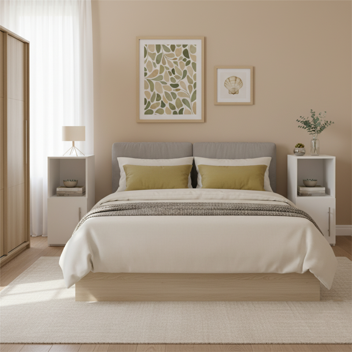 VDD - Nachtkastje - Nachtkastje set van 2 - Nachtkastjes - Nachtkastje wit  - Nachtkastje hout - Nachtkastjes wit - alternatieve afbeelding