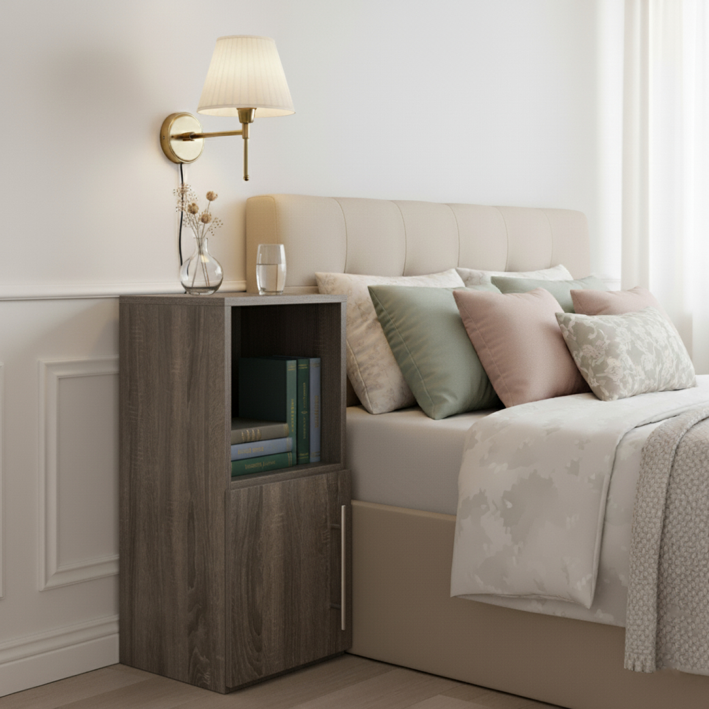 VDD - Nachtkastje - Nachtkastje grijs - Nachtkastje hout - Nachtkastje modern - alternatieve afbeelding