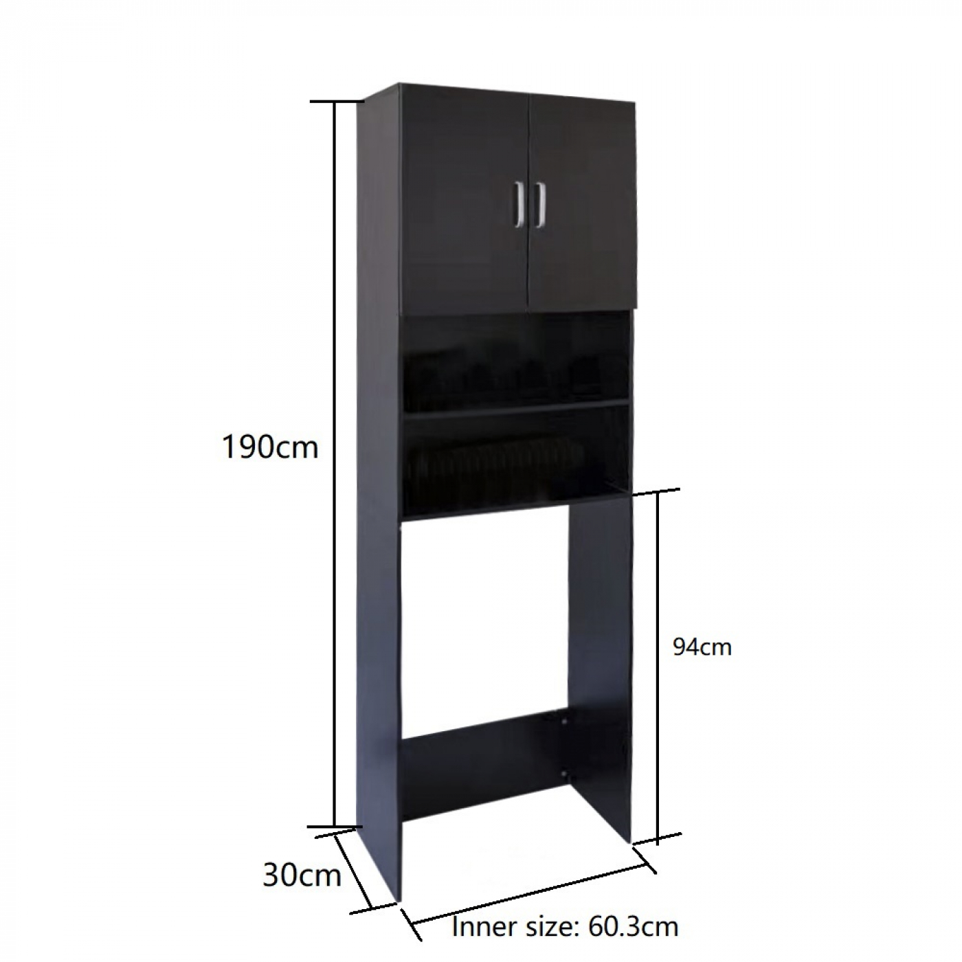 Wasmachine kast wasdroger ombouw meubel 190 cm zwart - Meubel-Plein Wasmachine kast wasdroger ombouw meubel 190 cm zwart - Meubel-Plein
