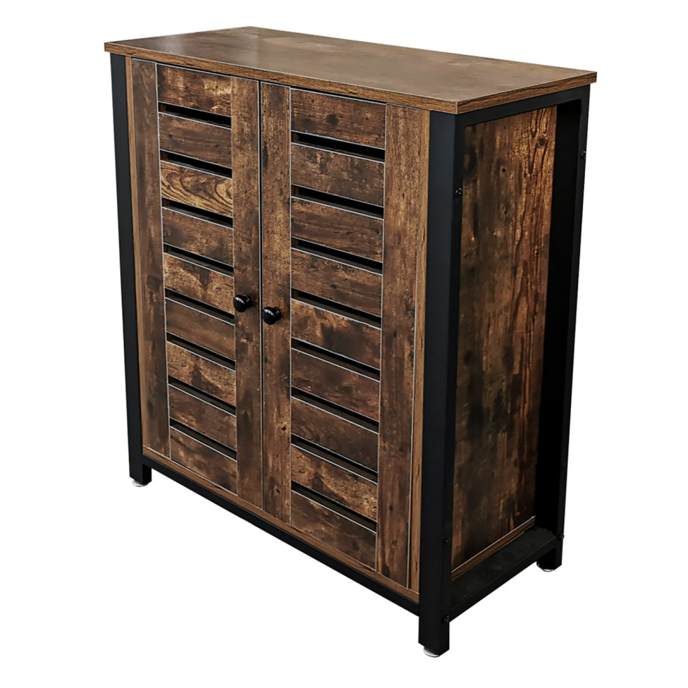 Dressoir industrieel vintage Stoer design - wandkast opbergkast metaal hout - alternatieve afbeelding