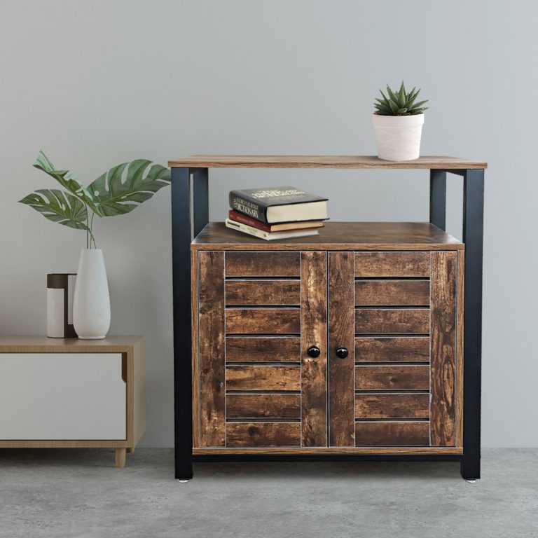 Wandkast dressoir industrieel vintage Stoer design - boekenkast opbergkast metaal hout - alternatieve afbeelding
