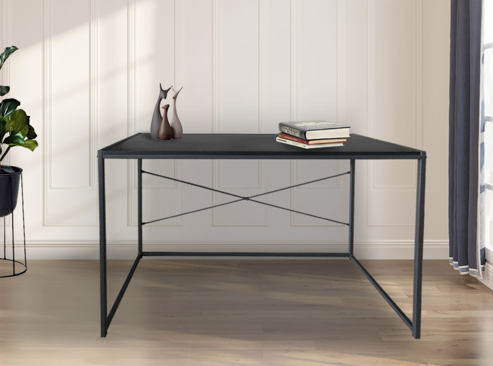 Bureau Stoer - laptoptafel  - computertafel - sidetable - industrieel design - 100 cm breed - zwart - alternatieve afbeelding