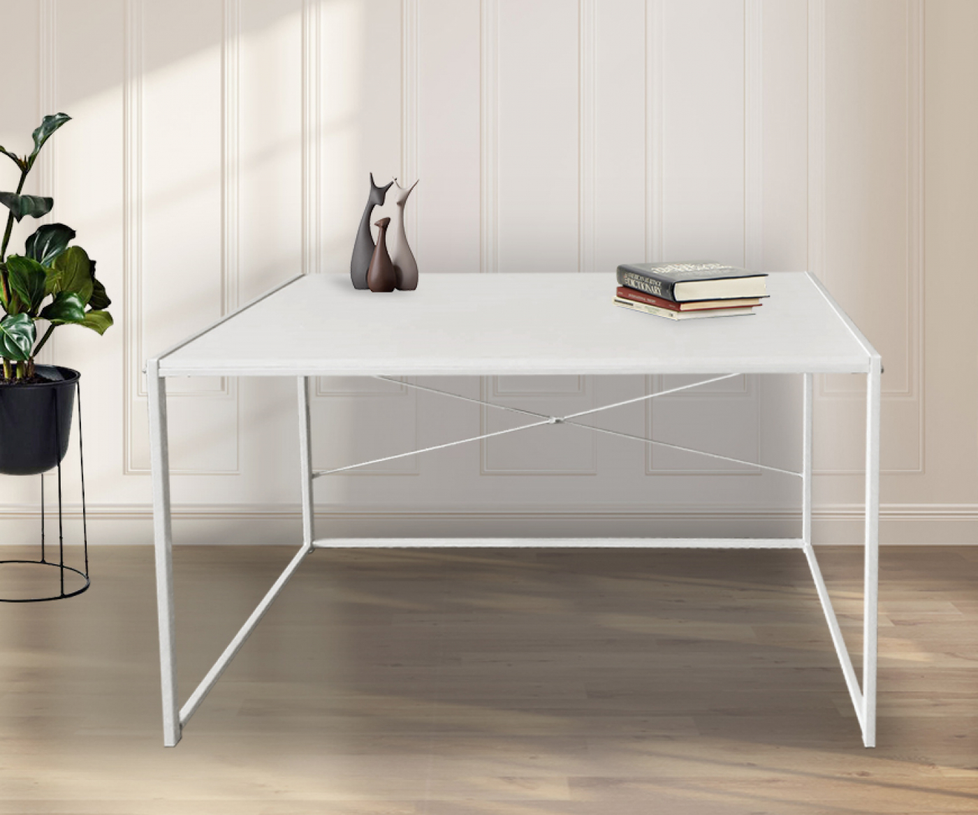 Bureau Stoer - laptoptafel  - computertafel - sidetable - industrieel design - 100 cm breed - wit - alternatieve afbeelding