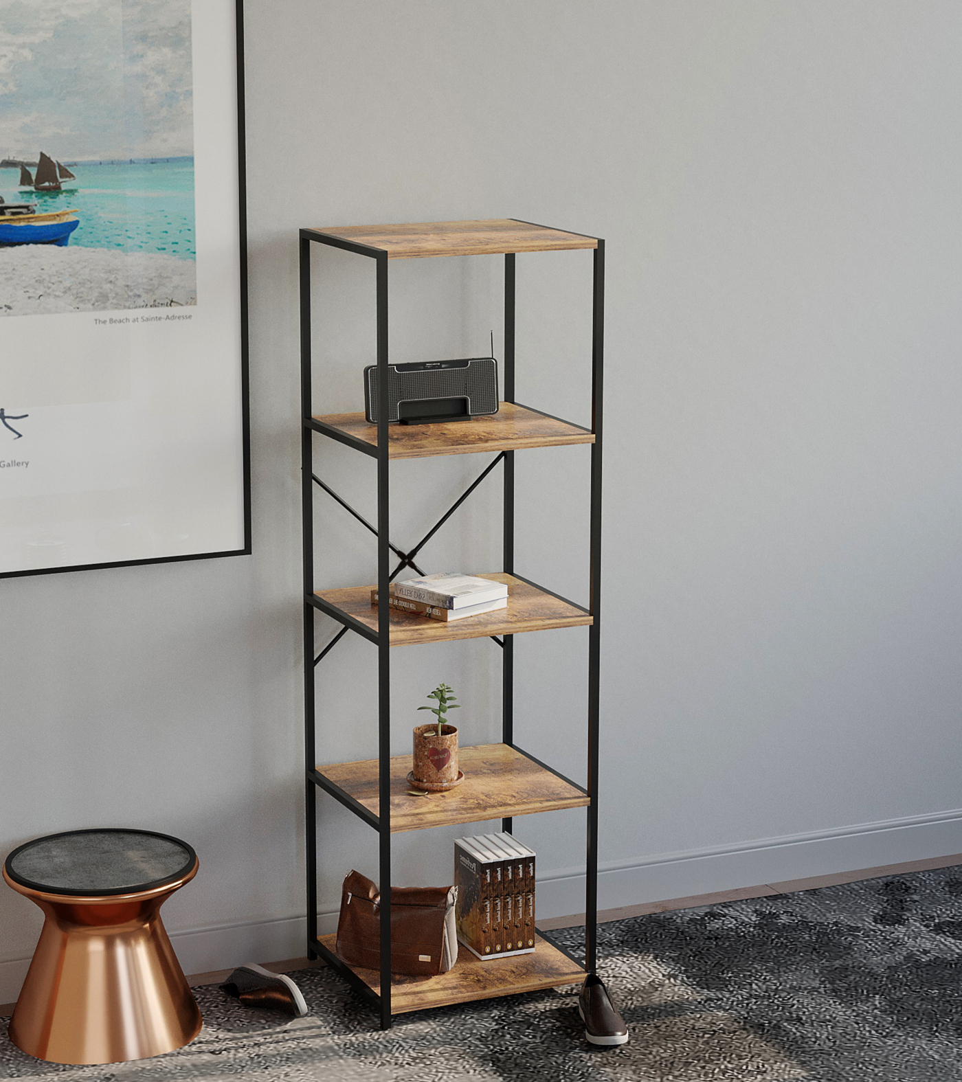 Keukenkast industrieel - keukenrek organizer - 139.5 cm hoog - alternatieve afbeelding