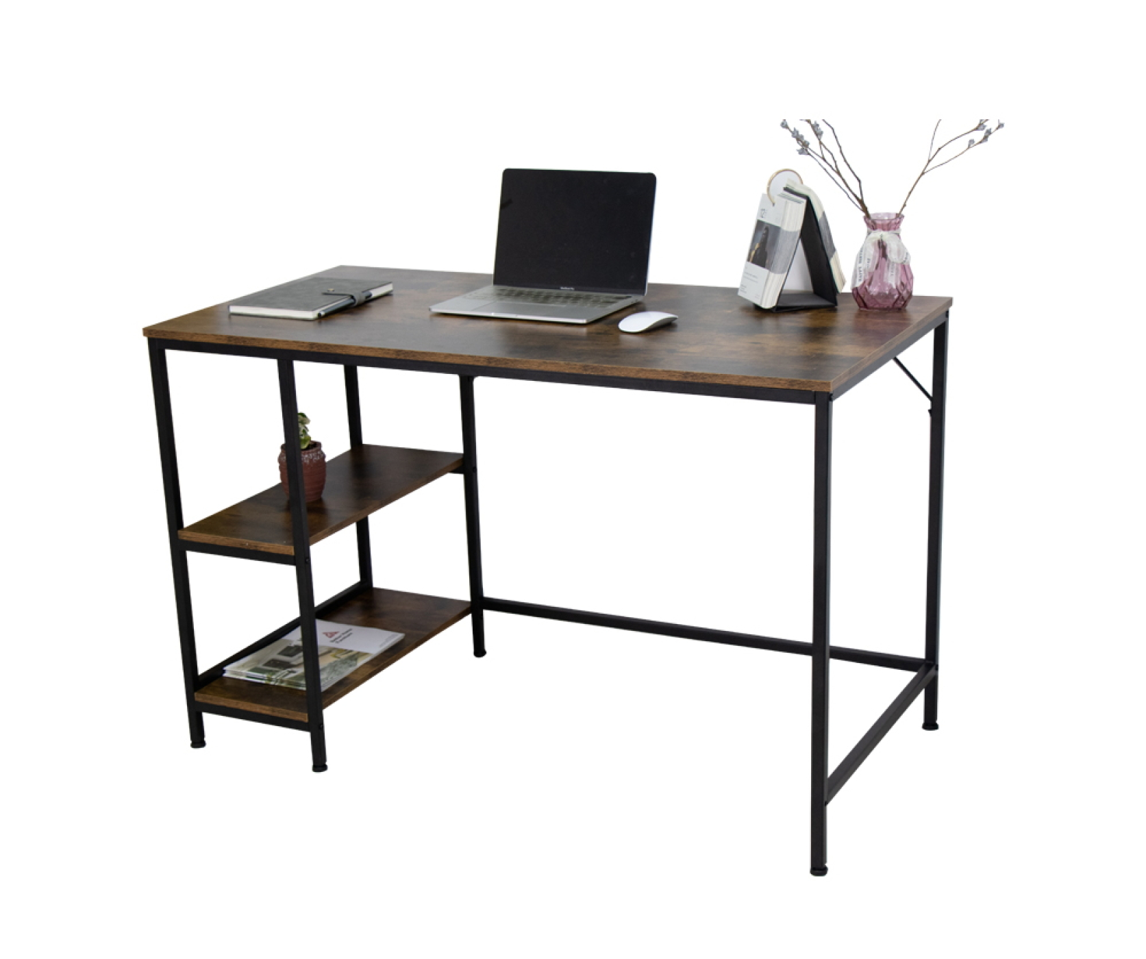 Bureau computertafel Stoer industrieel design met opbergplanken 120 x 60 x 75 cm - Meubel-Plein Bureau computertafel Stoer industrieel design met opbergplanken 120 x 60 x 75 cm - Meubel-Plein