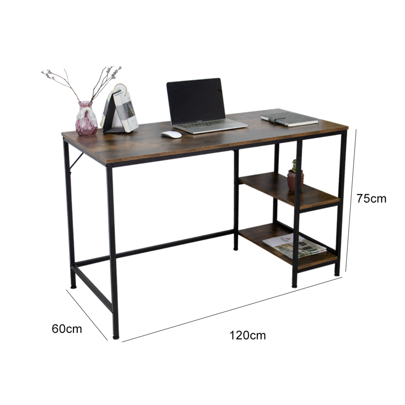 Bureau computertafel Stoer industrieel design met opbergplanken 120 x 60 x 75 cm - Meubel-Plein Bureau computertafel Stoer industrieel design met opbergplanken 120 x 60 x 75 cm - Meubel-Plein