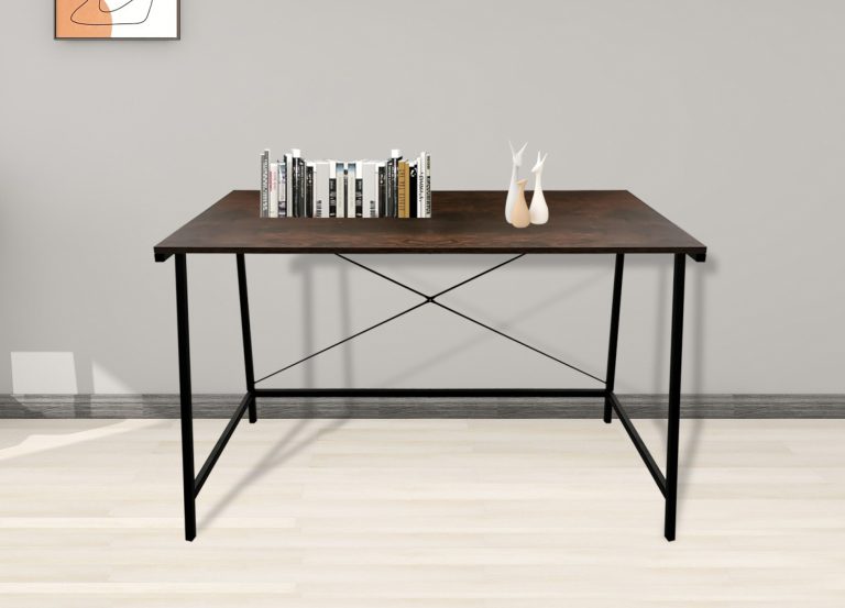 Bureau laptop computer tafel Stoer - industrieel vintage - zwart metaal bruin hout - alternatieve afbeelding