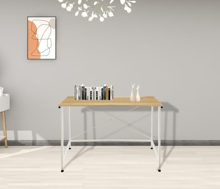 Bureau laptop computer tafel Stoer - industrieel - wit metaal blank hout - alternatieve afbeelding