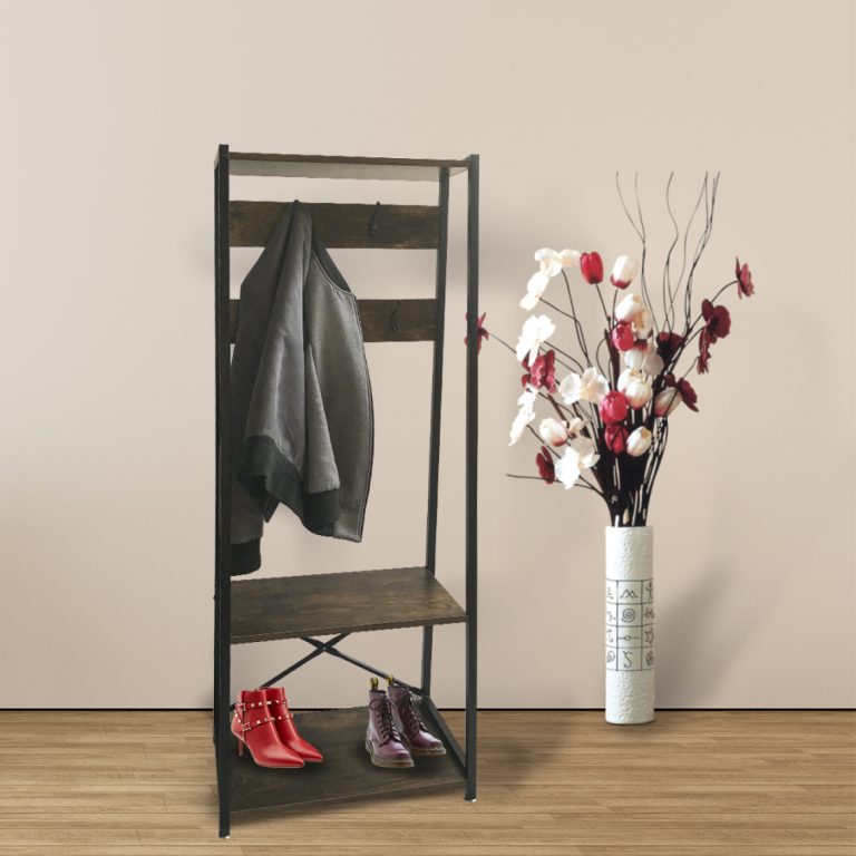 Wandkast boekenkast Stoer industrieel design metaal hout 178 cm hoog zwart - Meubel-Plein