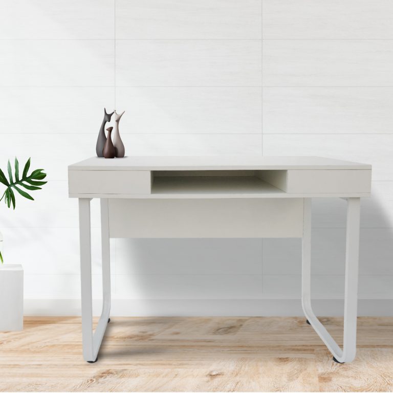 Bureau computer tafel Stoer - sidetable - industrieel modern design - metaal hout - wit - alternatieve afbeelding
