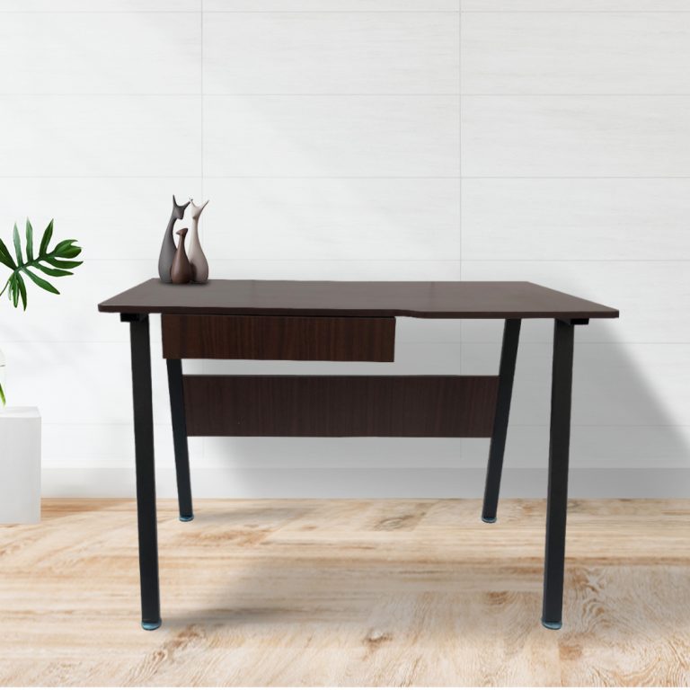 Bureau computer tafel Stoer  - industrieel vintage design - zwart metaal bruin hout - alternatieve afbeelding
