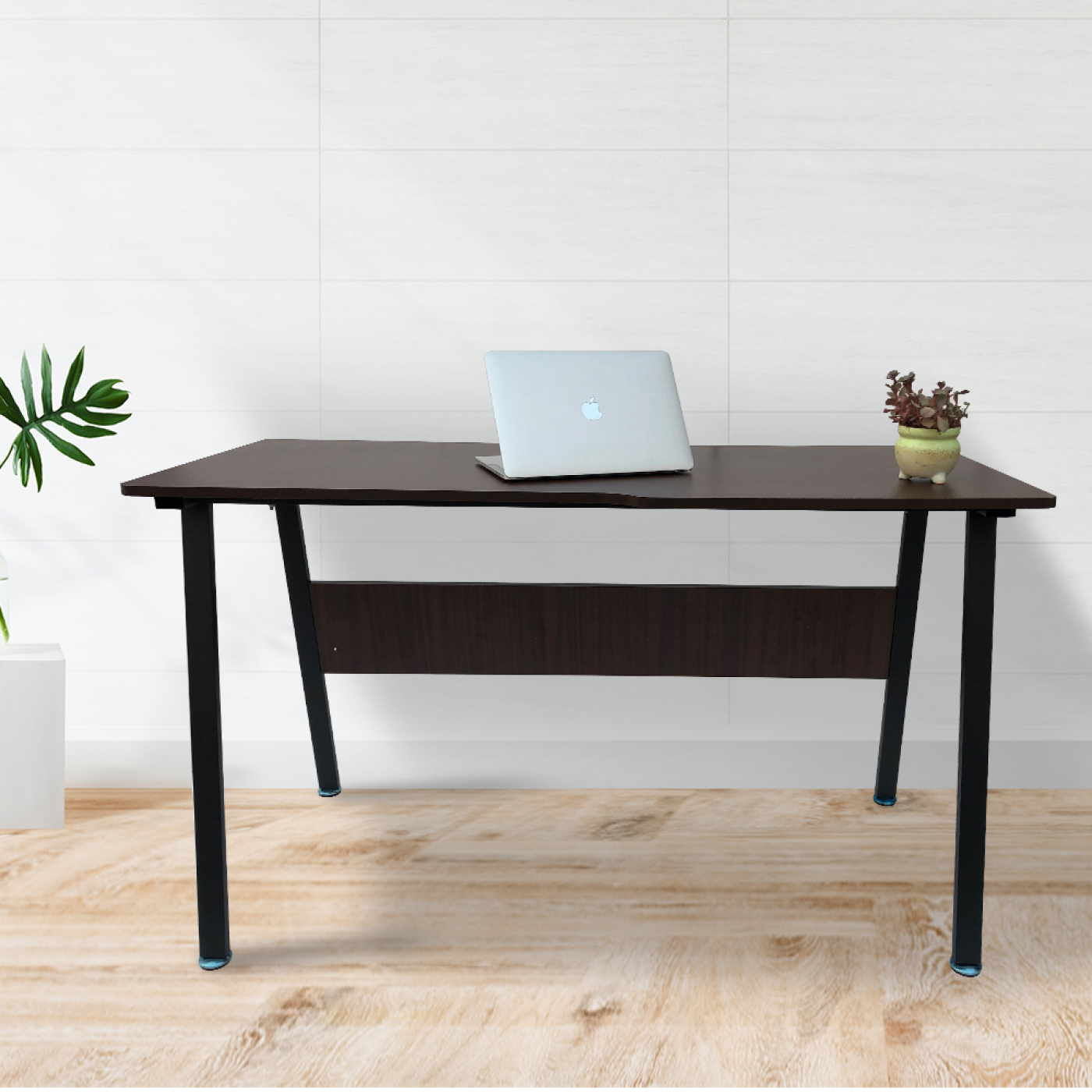 Computertafel  bureau Stoer - industrieel vintage - 130 cm breed - zwart metaal bruin hout - alternatieve afbeelding