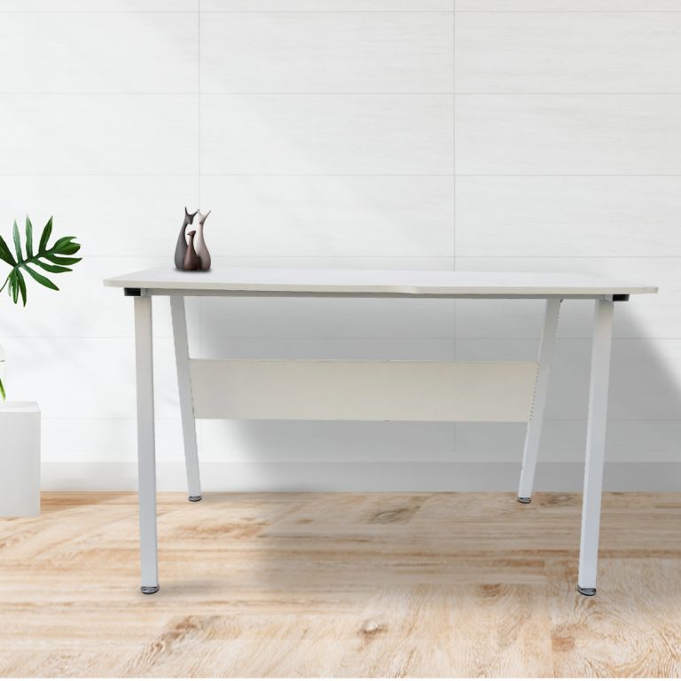 Computertafel bureau Stoer - industrieel modern - 130 cm breed - wit frame wit tafelblad - alternatieve afbeelding