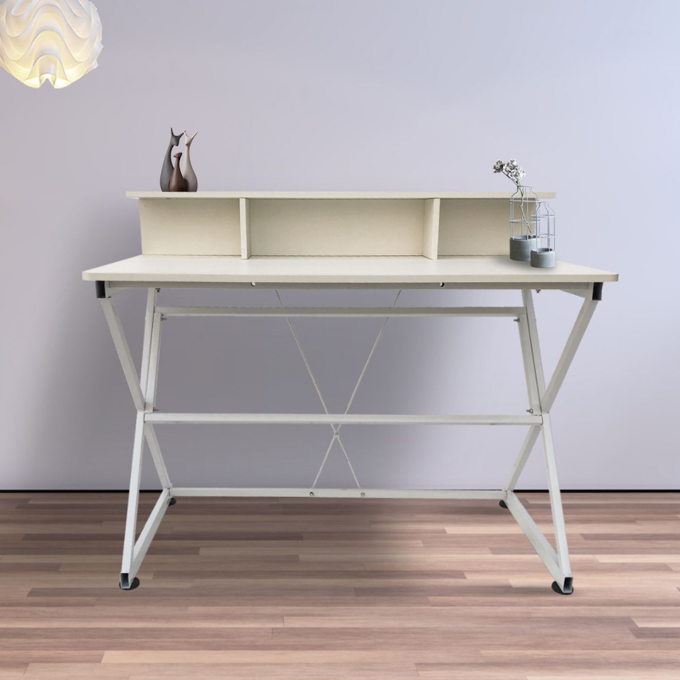Bureau tafel computer laptop Stoer - industrieel moderne stijl - 110 cm breed - wit - alternatieve afbeelding