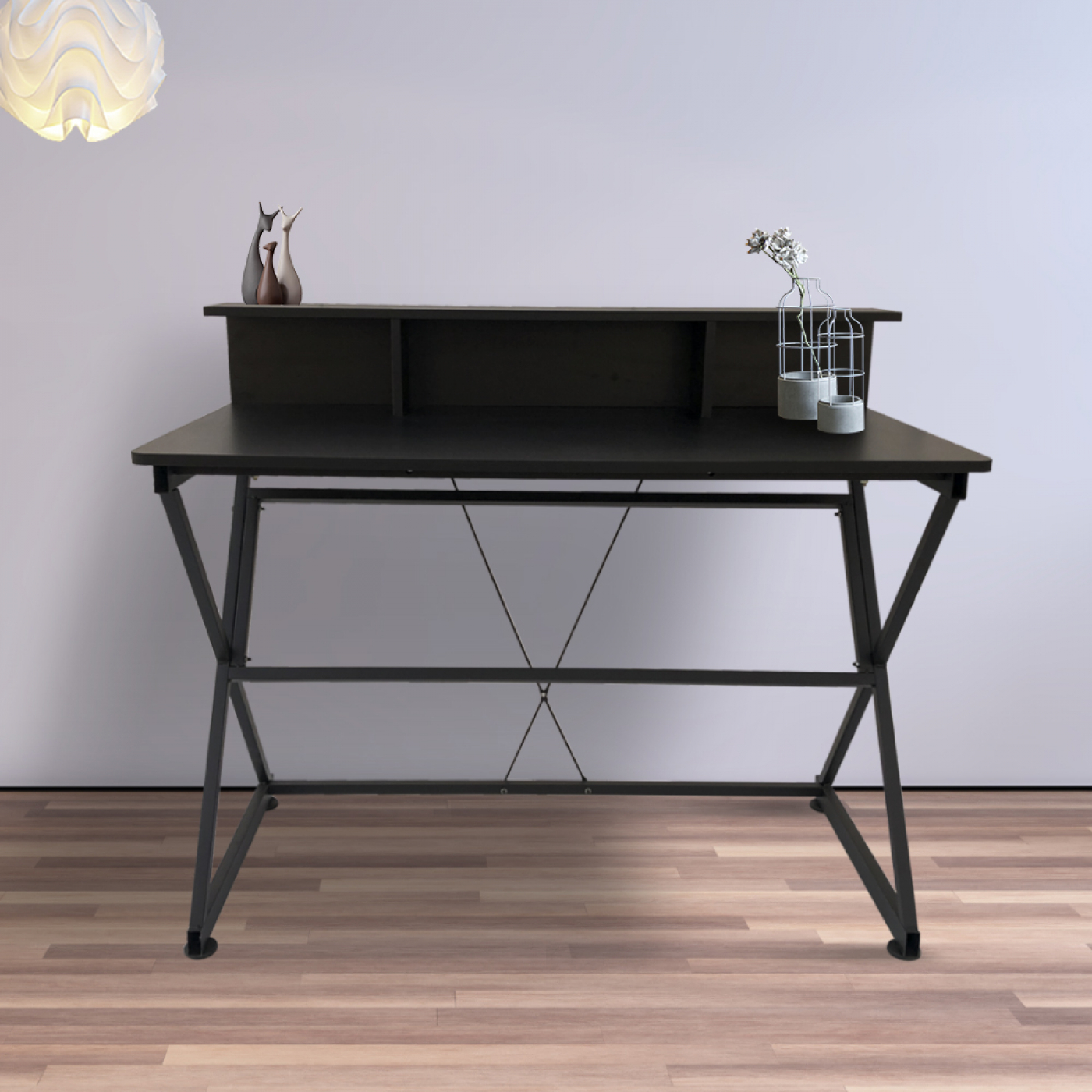 Bureau tafel computer laptop Stoer - industrieel moderne stijl - 110 cm breed - zwart - alternatieve afbeelding