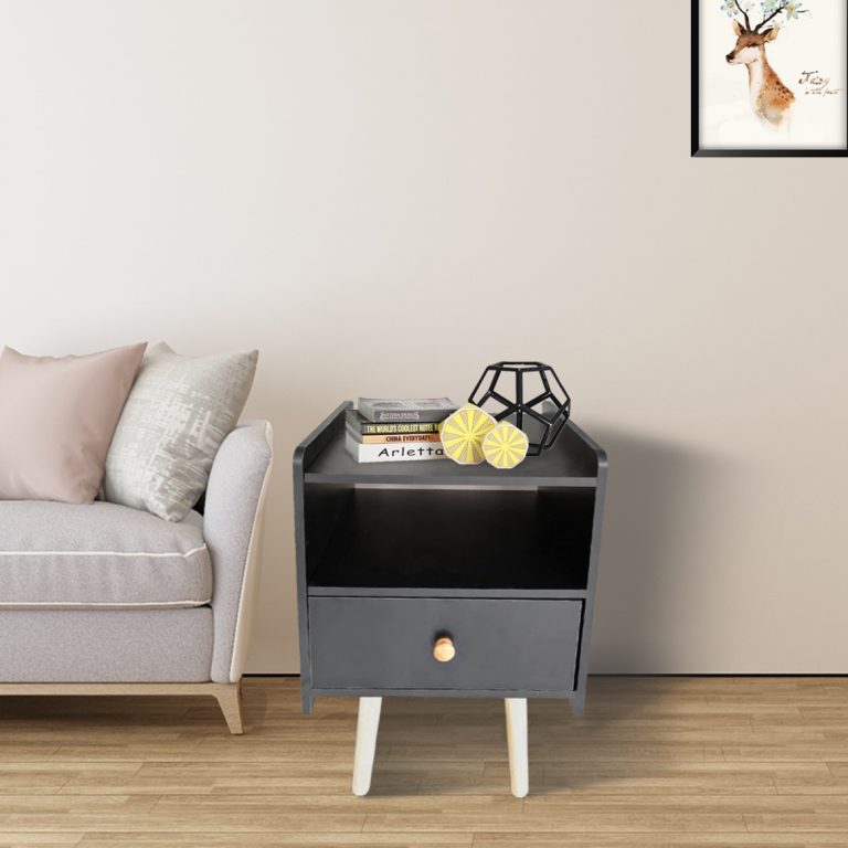 Nachtkastje Pukkie - bijzettafel - tafeltje hal woonkamer - 58 cm hoog - zwart - alternatieve afbeelding