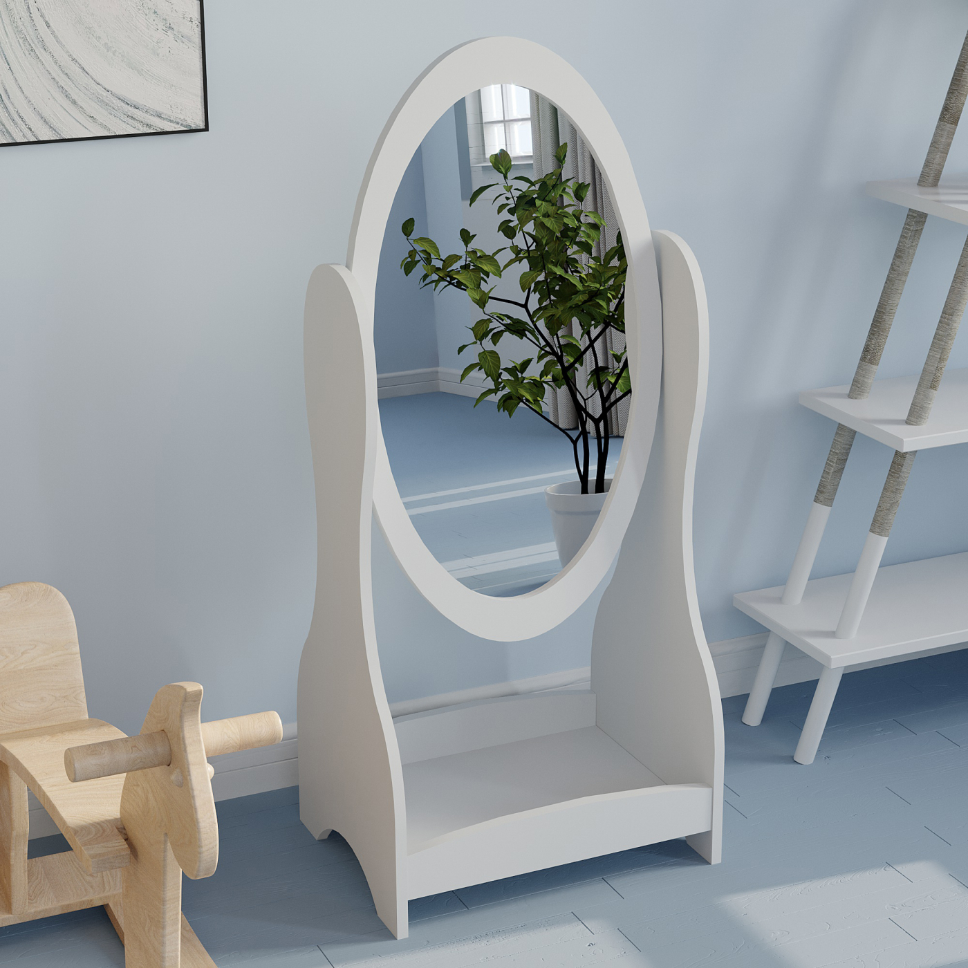 VDD - Spiegel - Spiegel Staand - Spiegel make up - Spiegel staand klein - Spiegel kinderkamer - Spiegel wit - Spiegel staand wit - alternatieve afbeelding