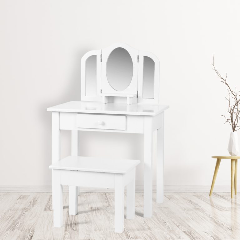 Kaptafel met krukje - opmaaktafel kinderkamer met spiegels - alternatieve afbeelding